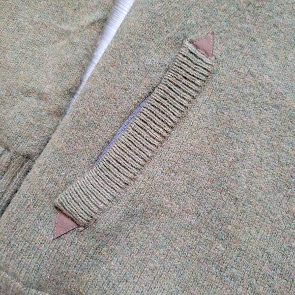 Duluth Trading Men's Windproof Full Zip Sweater Jacket Shetland Wool Green Sz. M - Picture 3 of 13